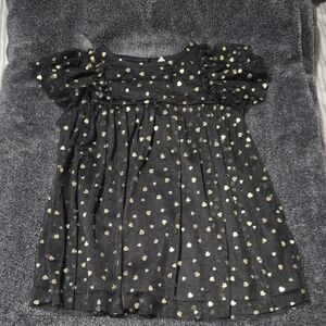 Old Navy Black Dress with Gold and White Hearts